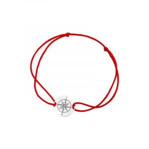 Bransoletka srebrna czerwony sznurek