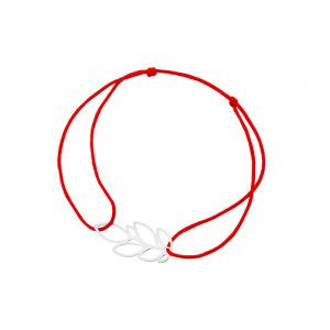Bransoletka srebrna czerwony sznurek