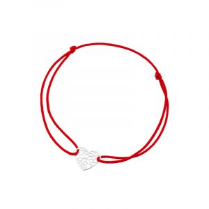 Bransoletka srebrna czerwony sznurek