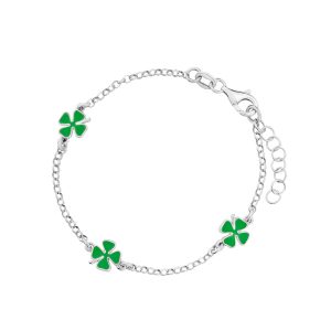 Bransoletka srebrna koniczyny z emalią