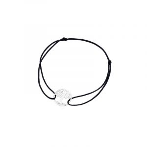 Bransoletka srebrna na czarnym sznurku drzewko