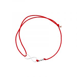 Bransoletka srebrna nieskończoność czerwona