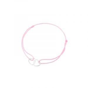 Bransoletka srebrna różowy sznurek