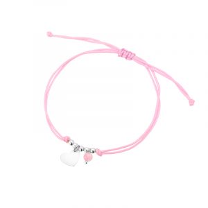 Bransoletka srebrna różowy sznurek