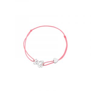 Bransoletka srebrna różowy sznurek
