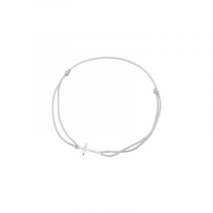 Bransoletka srebrna szary sznurek