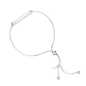 Bransoletka srebrna z blaszką oraz cyrkonią