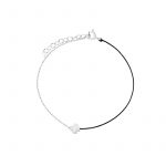 Bransoletka srebrna z koniczyną i czarny sznurek