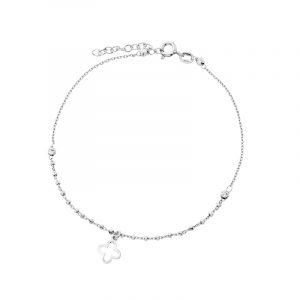 Bransoletka srebrna z koniczyną i kulkami