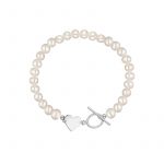 Bransoletka srebrna z perłami i sercem