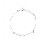 Bransoletka srebrna z sercem i blaszką