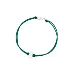 Bransoletka srebrna zielony sznurek