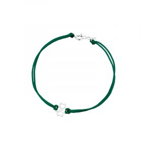 Bransoletka srebrna zielony sznurek