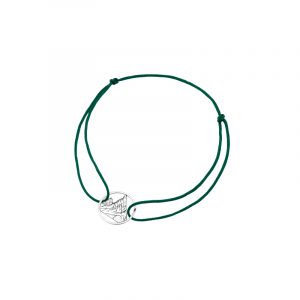 Bransoletka srebrna zielony sznurek