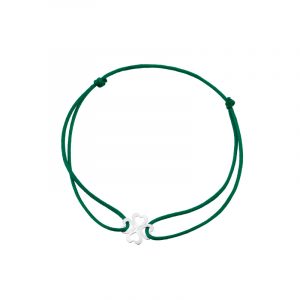 Bransoletka srebrna zielony sznurek