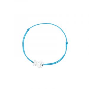 Bransoletka srebrny niebieski sznurek