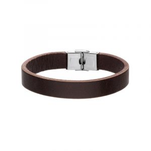 Bransoletka stalowa brązowa na skórzanym pasku
