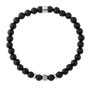 Bransoletka ze stali szlachetnej z onyksów