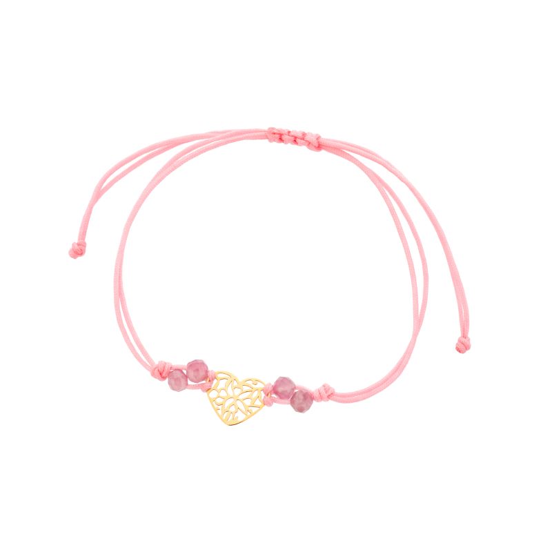 Bransoletka złota ażurowe serce z turmalinami Bransoletka złota ażurowe serce z turmalinami