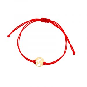 Bransoletka złota czerwony sznurek