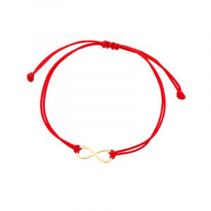 Bransoletka złota nieskończoność czerwony sznurek