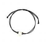 Bransoletka złota serce na czarnym sznurku