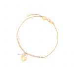 Bransoletka złota wielokolorowa z sercem i kluczem