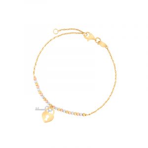 Bransoletka złota wielokolorowa z sercem i kluczem