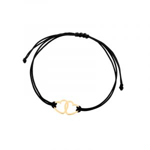 Bransoletka złote seduszka na czarnym sznurku