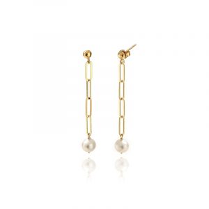 Kolczyki pozłacane wiszące z perłą