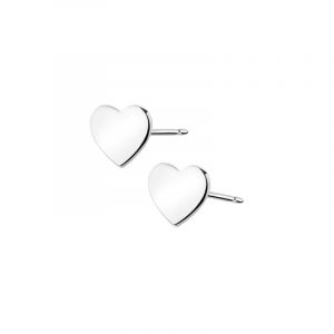 Kolczyki srebrne gładkie serca na sztyfcie