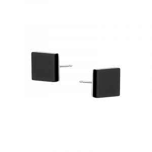 Kolczyki srebrne kwadraty z onyksem