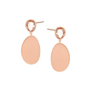 Kolczyki srebrne pozłacane różowe z cyrkonią Sztyt