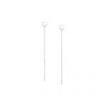 Kolczyki srebrne serca przewlekane