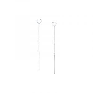 Kolczyki srebrne serca przewlekane