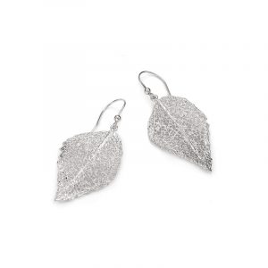 Kolczyki srebrne wiszące ażurowe liście Bigiel
