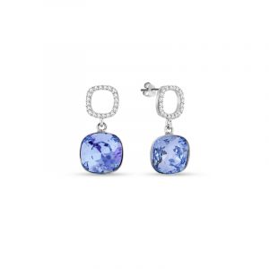 Kolczyki srebrne z niebieskimi kryształami- sztyft