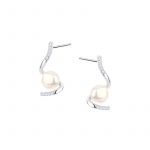 Kolczyki srebrne z perłami i cyrkoniami Sztyft
