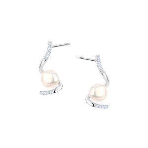 Kolczyki srebrne z perłami i cyrkoniami Sztyft