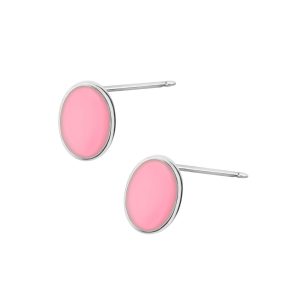 Kolczyki srebrne z różową emalią