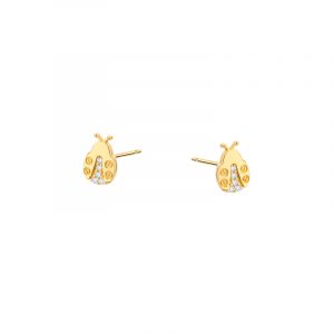 Kolczyki złote biedronki z cyrkoniami Sztyft
