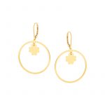 Kolczyki złote koła z koniczyną – lever back