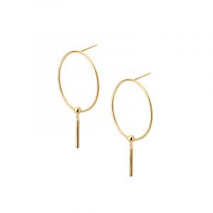 Kolczyki złote koła z zawieszką Sztyft