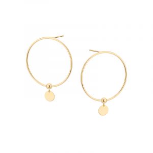 Kolczyki złote koła z zawieszką Sztyft