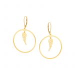 Kolczyki złote koła ze skrzydłami Lever back