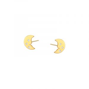 Kolczyki złote księżyc z cyrkoniami