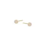 Kolczyki złote kulki z białymi cyrkoniami – sztyft