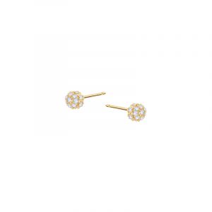 Kolczyki złote kulki z białymi cyrkoniami – sztyft