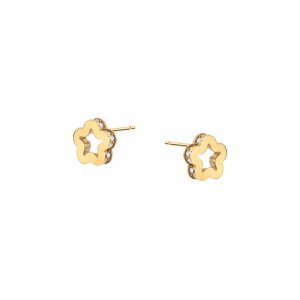 Kolczyki złote kwiatek z cyrkoniami