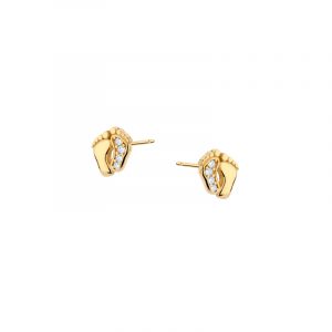 Kolczyki złote stópki z cyrkonią Sztyft
